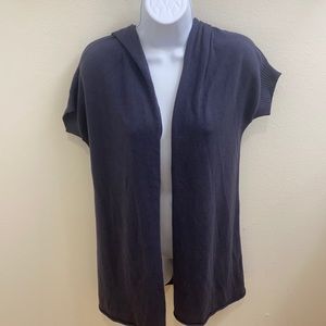 Eileen Fisher Blue Short Sleeve Long hooded Cardigan PS